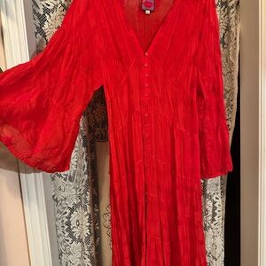 Johnny Was Red Embroidered Garment